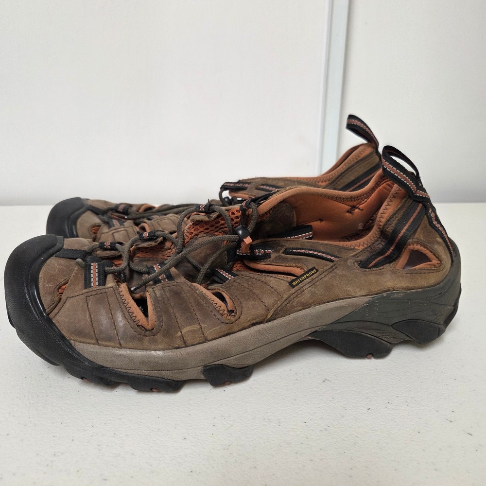 KEEN Arroyo II Mens Brown Leather Waterproof Hiking Sandals Shoes Bungee 12in